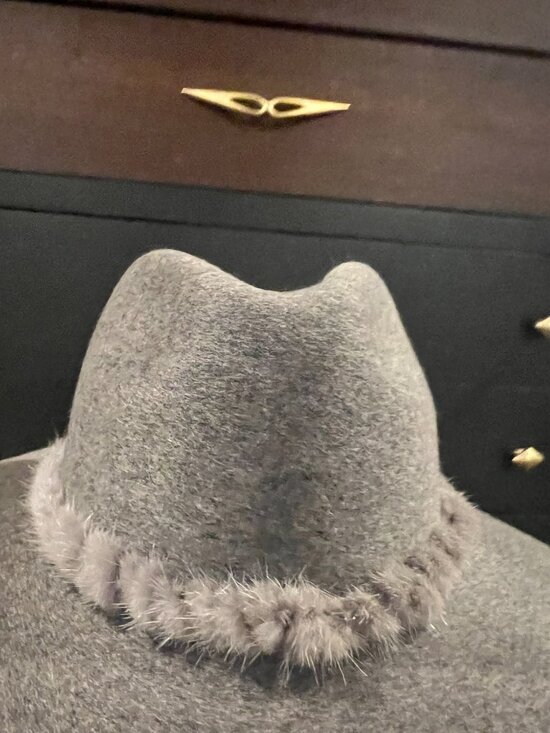Eugenia Kim Georgina Wool Fedora Heather Gray Fur Band M NWT main image 4